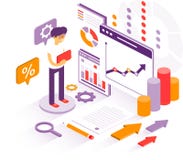 O homem de negócios estuda gráficos para o relatório Informe anual de IFRS GAAP KPI ilustração stock O homem de negócios estuda gráficos para o relatório Informe anual de IFRS GAAP KPI ilustração stock