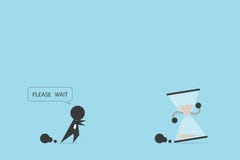O homem de negócios está correndo para travar a ampulheta, o tempo e o conceito do negócio ilustração stock O homem de negócios está correndo para travar a ampulheta, o tempo e o conceito do negócio ilustração stock