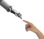 O ` humano s da mão e do robô entrega apontar entre si isolado ilustração do vetor O ` humano s da mão e do robô entrega apontar entre si isolado ilustração do vetor
