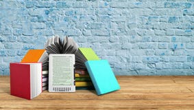 O leitor Books de EBook e o fundo 3d do breeck da tabuleta rendem Succe ilustração royalty free O leitor Books de EBook e o fundo 3d do breeck da tabuleta rendem Succe ilustração royalty free