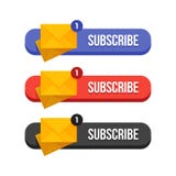 O plano moderno subscreve a ilustração ajustada butoons ilustração do vetor O plano moderno subscreve a ilustração ajustada butoons ilustração do vetor