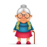 O projeto de personagem de banda desenhada realístico velho da senhora 3d da avó isolou o ilustrador do vetor ilustração royalty free O projeto de personagem de banda desenhada realístico velho da senhora 3d da avó isolou o ilustrador do vetor ilustração royalty free