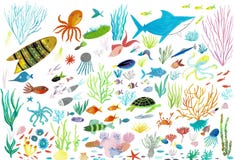 o r Рыбы, медузы, дно моря, водоросли, сокровище бесплатная иллюстрация o r Рыбы, медузы, дно моря, водоросли, сокровище бесплатная иллюстрация