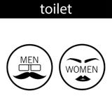 O sinal na frente do símbolo do banheiro para homens e mulheres tem um projeto preto e branco do vetor ilustração royalty free O sinal na frente do símbolo do banheiro para homens e mulheres tem um projeto preto e branco do vetor ilustração royalty free