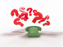 O telefone verde velho sem botões com um ponto de interrogação 3d rende ilustração do vetor O telefone verde velho sem botões com um ponto de interrogação 3d rende ilustração do vetor