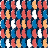 O teste padrão sem emenda de uma multidão de povos do perfil dirige ilustração stock O teste padrão sem emenda de uma multidão de povos do perfil dirige ilustração stock