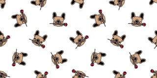 O Valentim sem emenda do vetor do buldogue francês do teste padrão do cão aumentou papel de parede isolado lenço da repetição dos ilustração do vetor O Valentim sem emenda do vetor do buldogue francês do teste padrão do cão aumentou papel de parede isolado lenço da repetição dos ilustração do vetor