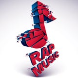 O vetor 3d vermelho quebrou a nota musical com salpicaduras e refrações ilustração stock O vetor 3d vermelho quebrou a nota musical com salpicaduras e refrações ilustração stock