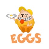 O vetor engra?ado Humpty Dumpty oferece o ovo Logo Template do caf? da manh? Ovos frescos O logotipo para a explora??o av?cola, r ilustração stock O vetor engra?ado Humpty Dumpty oferece o ovo Logo Template do caf? da manh? Ovos frescos O logotipo para a explora??o av?cola, r ilustração stock