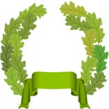 Oak Leaf And Green Ribbon Royalty Free Stock Image