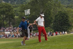 OAKMONT, PA, UNITED STATES - Jun 16, 2016: Professional Golfer Kevin Na with his caddy