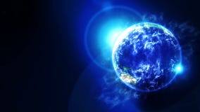 Ob?oczna ziemia w przestrzeni Biznesowy symbol Ziemia z morzem i atmosfera w świetle słonecznym P?tli animacja ilustracji Ob?oczna ziemia w przestrzeni Biznesowy symbol Ziemia z morzem i atmosfera w świetle słonecznym P?tli animacja ilustracji