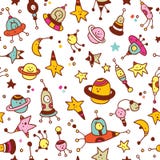 Obcy, planety, gwiazdy, astronautycznego kosmosu bezszwowy wzór ilustracji Obcy, planety, gwiazdy, astronautycznego kosmosu bezszwowy wzór ilustracji