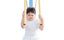 Obese fat boy exercise isolated on white stock photography Obese fat boy exercise isolated on white stock photography