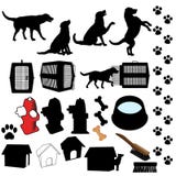 Objetos de la silueta del perro de animal doméstico stock de ilustración Objetos de la silueta del perro de animal doméstico stock de ilustración