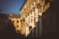 Obninsk Rosja, Lipiec, - 2018: Architektura w Starym Grodzkim terenie w Obninsk obraz stock Obninsk Rosja, Lipiec, - 2018: Architektura w Starym Grodzkim terenie w Obninsk obraz stock