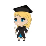 Obtention du diplôme mignonne de fille de chibi illustration de vecteur Obtention du diplôme mignonne de fille de chibi illustration de vecteur