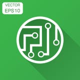 Obwód deski ikona w mieszkanie stylu Technologia mikroukładu wektor il ilustracja wektor Obwód deski ikona w mieszkanie stylu Technologia mikroukładu wektor il ilustracja wektor
