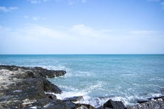 Ocean View With Black Rock Formation Stock Photo Ocean View With Black Rock Formation Stock Photo