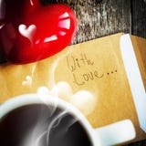 Ochtendthee en Bericht met Liefde stock afbeeldingen Ochtendthee en Bericht met Liefde stock afbeeldingen
