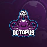 Octopus Mascot Logo Vector Design With Modern Illustration Concept Style For Badge, Emblem And T Shirt Printing. Octopus Royalty Free Stock Photos Octopus Mascot Logo Vector Design With Modern Illustration Concept Style For Badge, Emblem And T Shirt Printing. Octopus Royalty Free Stock Photos
