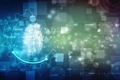 Odcisku palca skanerowanie na cyfrowym ekranie Cyber ochrony poj?cie royalty ilustracja Odcisku palca skanerowanie na cyfrowym ekranie Cyber ochrony poj?cie royalty ilustracja