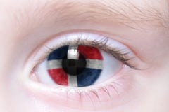 Oeil humain avec le drapeau national de la République Dominicaine photos libres de droits Oeil humain avec le drapeau national de la République Dominicaine photos libres de droits