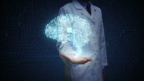 Offene Palme der Ärztin, Digital-Gehirnform schließen die Digitalanschlüsse an und erweitern künstliche Intelligenz stock abbildung Offene Palme der Ärztin, Digital-Gehirnform schließen die Digitalanschlüsse an und erweitern künstliche Intelligenz stock abbildung