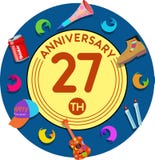Anniversary 27th. Set of anniversaries from 10 to 50. Offerings and beautiful birthday comments to the people close to you vector illustration Anniversary 27th. Set of anniversaries from 10 to 50. Offerings and beautiful birthday comments to the people close to you vector illustration