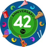 Anniversary 42th. Set of anniversaries from 10 to 50. Offerings and beautiful birthday comments to the people close to you vector illustration Anniversary 42th. Set of anniversaries from 10 to 50. Offerings and beautiful birthday comments to the people close to you vector illustration