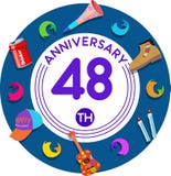 Anniversary 48th. Set of anniversaries from 10 to 50. Offerings and beautiful birthday comments to the people close to you royalty free illustration Anniversary 48th. Set of anniversaries from 10 to 50. Offerings and beautiful birthday comments to the people close to you royalty free illustration