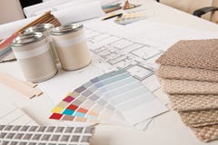 Office of interior designer with paint