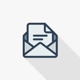 Office mail, open envelope, email thin line flat icon. Linear vector symbol colorful long shadow design. vector illustration Office mail, open envelope, email thin line flat icon. Linear vector symbol colorful long shadow design. vector illustration