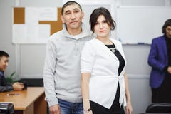 Office romance, power couple who fell In love at work. Family business. Relationships, working together. Royalty Free Stock Photography Office romance, power couple who fell In love at work. Family business. Relationships, working together. Royalty Free Stock Photography