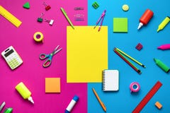 Office supplies on a colored background Royalty Free Stock Image Office supplies on a colored background Royalty Free Stock Image