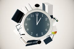 Office tools around clock stock illustration Office tools around clock stock illustration