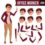 Office Worker Vector. Woman. Professional Officer, Clerk. Adult Business Female. Lady Face Emotions, Various Gestures stock illustration Office Worker Vector. Woman. Professional Officer, Clerk. Adult Business Female. Lady Face Emotions, Various Gestures stock illustration