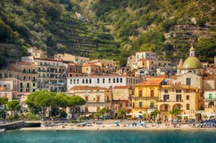 Offshore view of Maiori on the Amalfi Coast, Italy royalty free stock photography Offshore view of Maiori on the Amalfi Coast, Italy royalty free stock photography