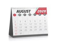 Oficina calendario agosto de 2020 stock de ilustración Oficina calendario agosto de 2020 stock de ilustración