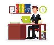 Oficinista del hombre Funcionamiento del hombre de negocios ilustración del vector Oficinista del hombre Funcionamiento del hombre de negocios ilustración del vector