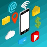 Ogólnospołeczne medialne mieszkania 3d pojęcia wektoru isometric ikony Desktop, gadka, wideo, kamera, telefon, ikona ilustracji Ogólnospołeczne medialne mieszkania 3d pojęcia wektoru isometric ikony Desktop, gadka, wideo, kamera, telefon, ikona ilustracji