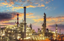 Oil and gas refinery at twilight stock photos Oil and gas refinery at twilight stock photos