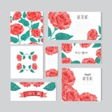 Oil Painted Floral Cards Set Royalty Free Stock Images