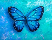 Oil painting of blue butterfly