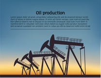 Oil producing Rig silouette. Black pictogram on color background. Vector illustration with text royalty free illustration Oil producing Rig silouette. Black pictogram on color background. Vector illustration with text royalty free illustration