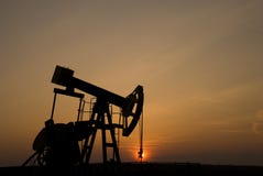 Oil Pump At Sunset Stock Photography