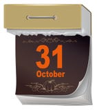 Oktober Halloween 31 Zwarte Bladscheur van kalender Stock Foto's Oktober Halloween 31 Zwarte Bladscheur van kalender Stock Foto's