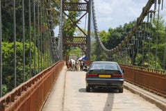 Okända afrikaner som går bron arkivfoton Okända afrikaner som går bron arkivfoton