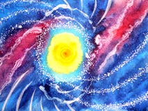 Ola oceánica abstracta del mar, pintura de la acuarela del universo del sol fotografía de archivo libre de regalías Ola oceánica abstracta del mar, pintura de la acuarela del universo del sol fotografía de archivo libre de regalías