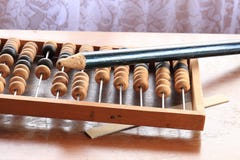 Old abacus wooden for the calculating stock photo Old abacus wooden for the calculating stock photo